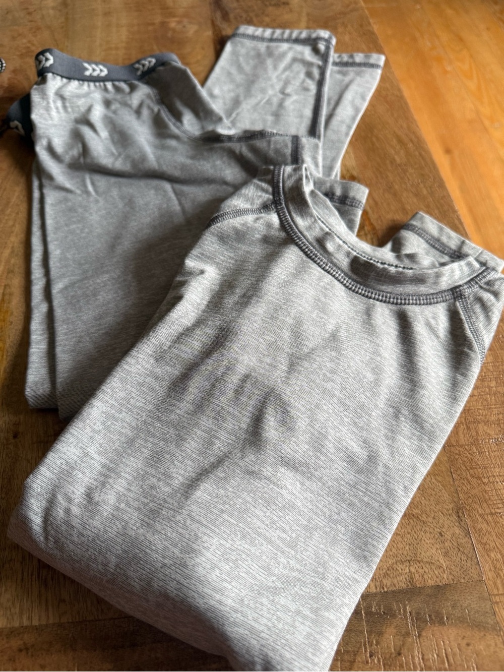 Kids Long-Sleeve Performance Shirt/Pant Set - Light Gray